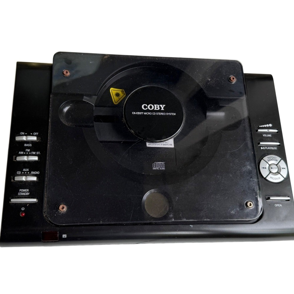 Coby CX-CD377 Micro CD Stereo System AM FM Radio AUX Black 2011 Retro‎ Audio